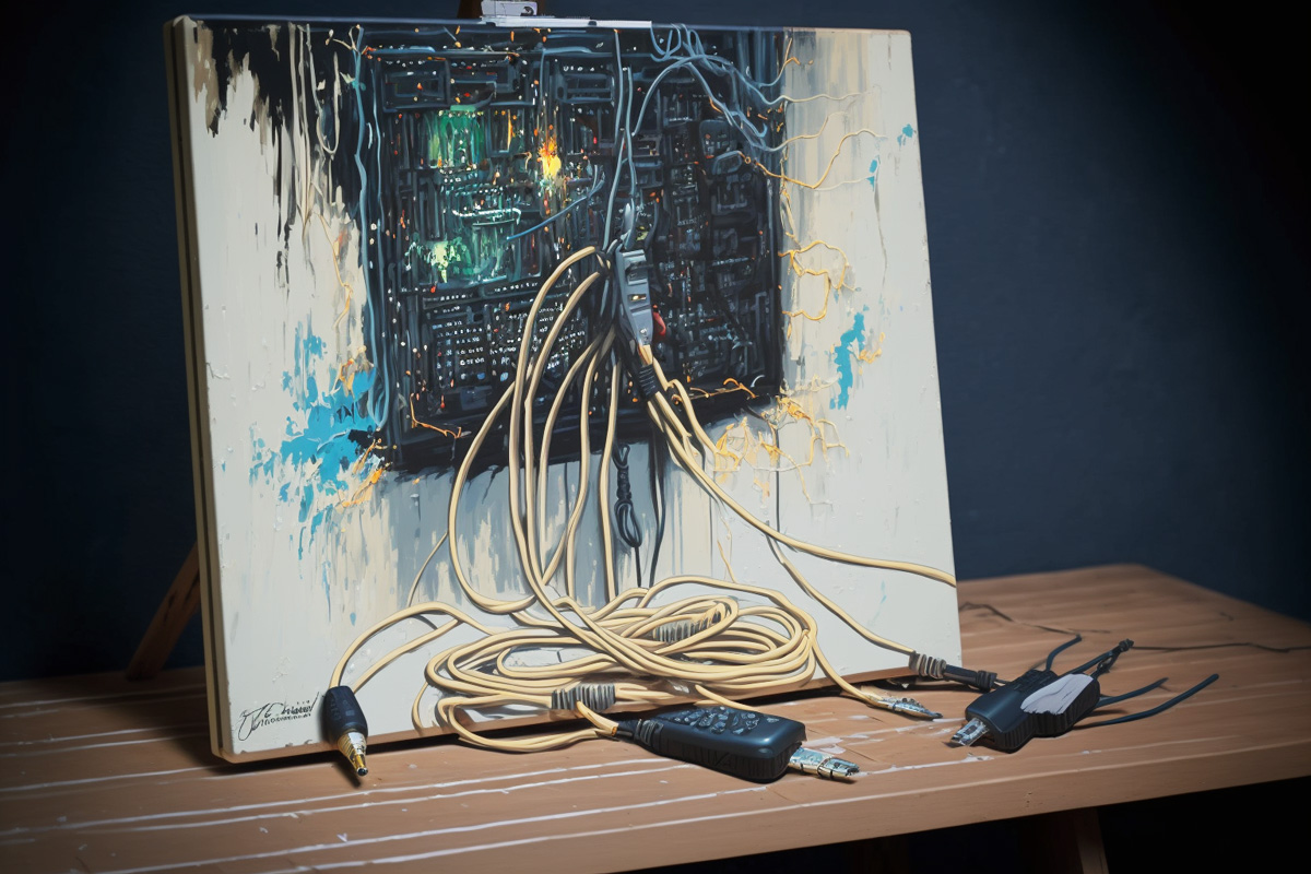 JL_Phygital_Canvas_oil_painting_on_an_easel_with_cables_coming-out